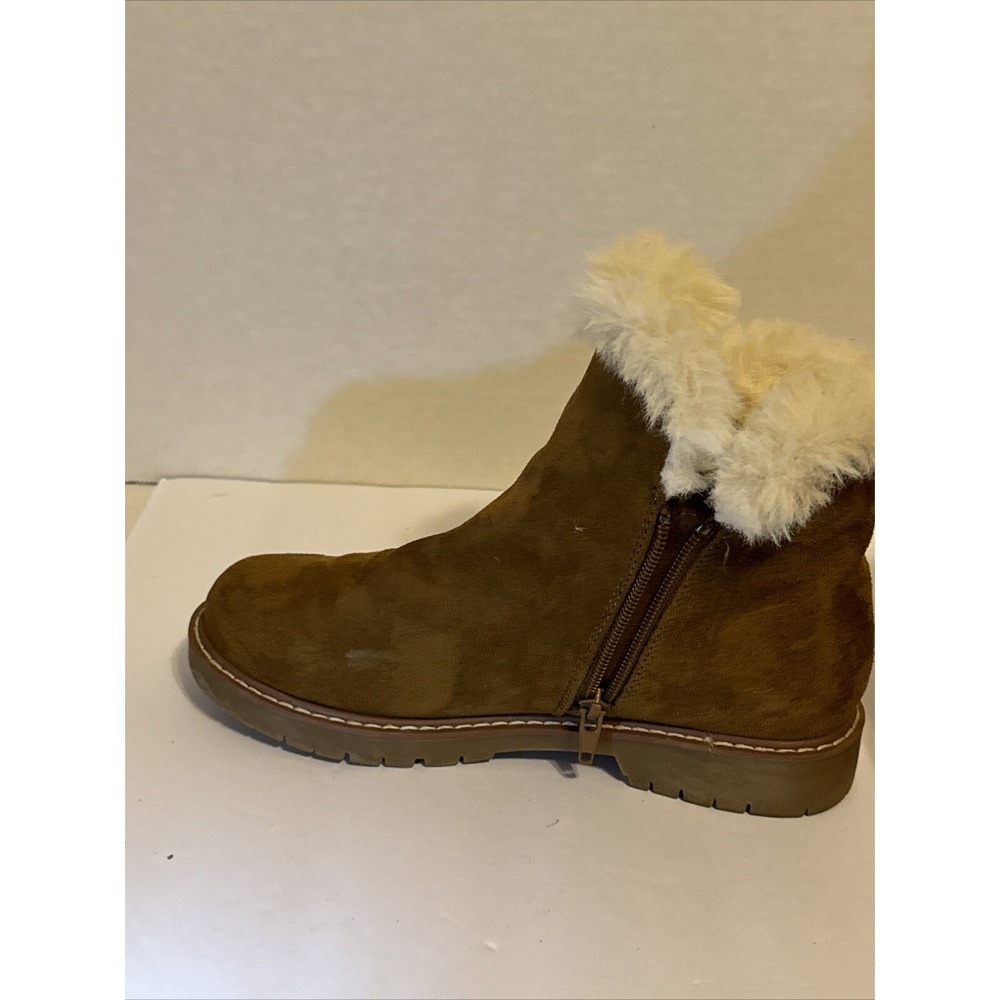 American Eagle Chestnut Brown Faux Suede Leather Pull-on Ankle Boot Size 6 - Picture 4 of 11